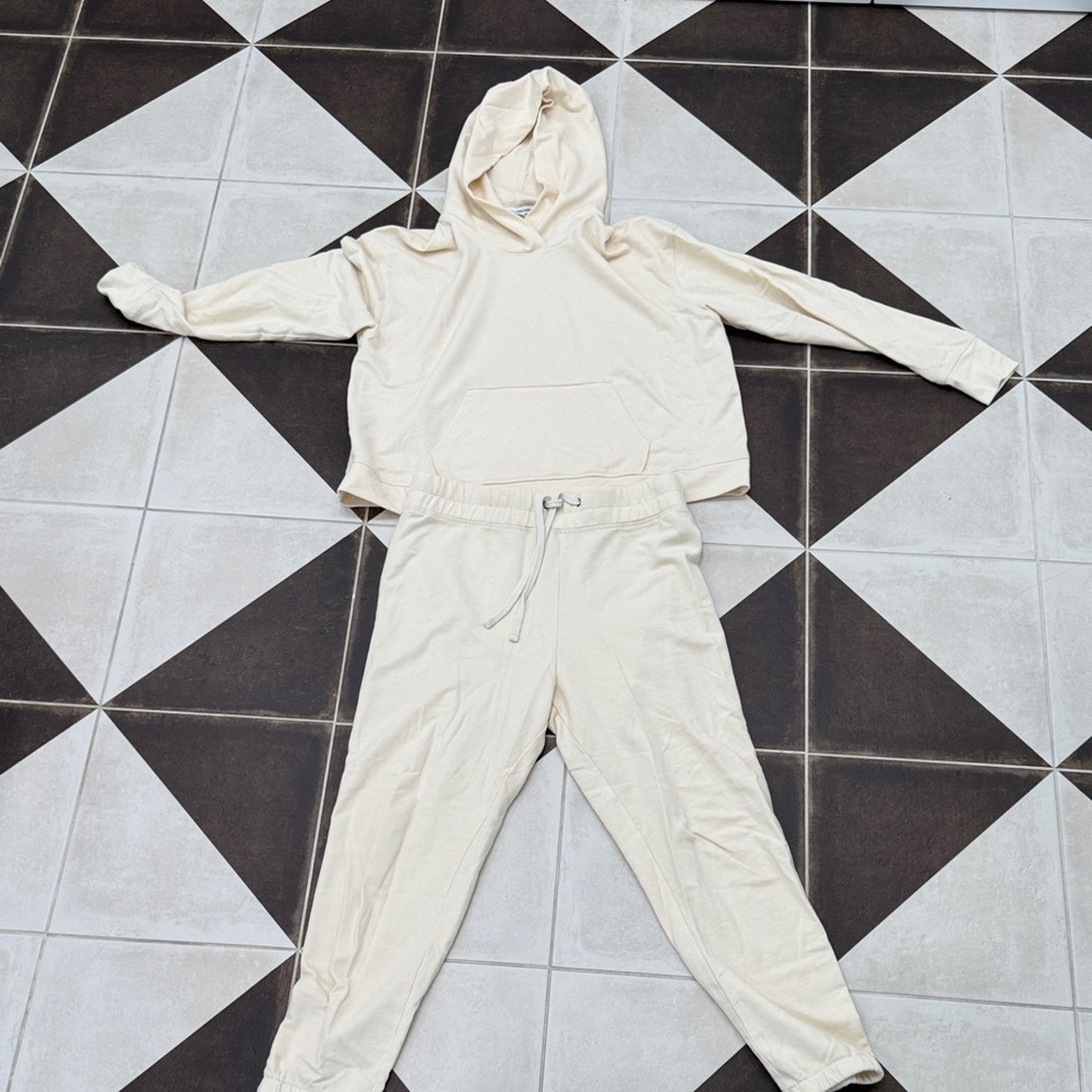 James Perse Off-White Hoodie and Jogger Set